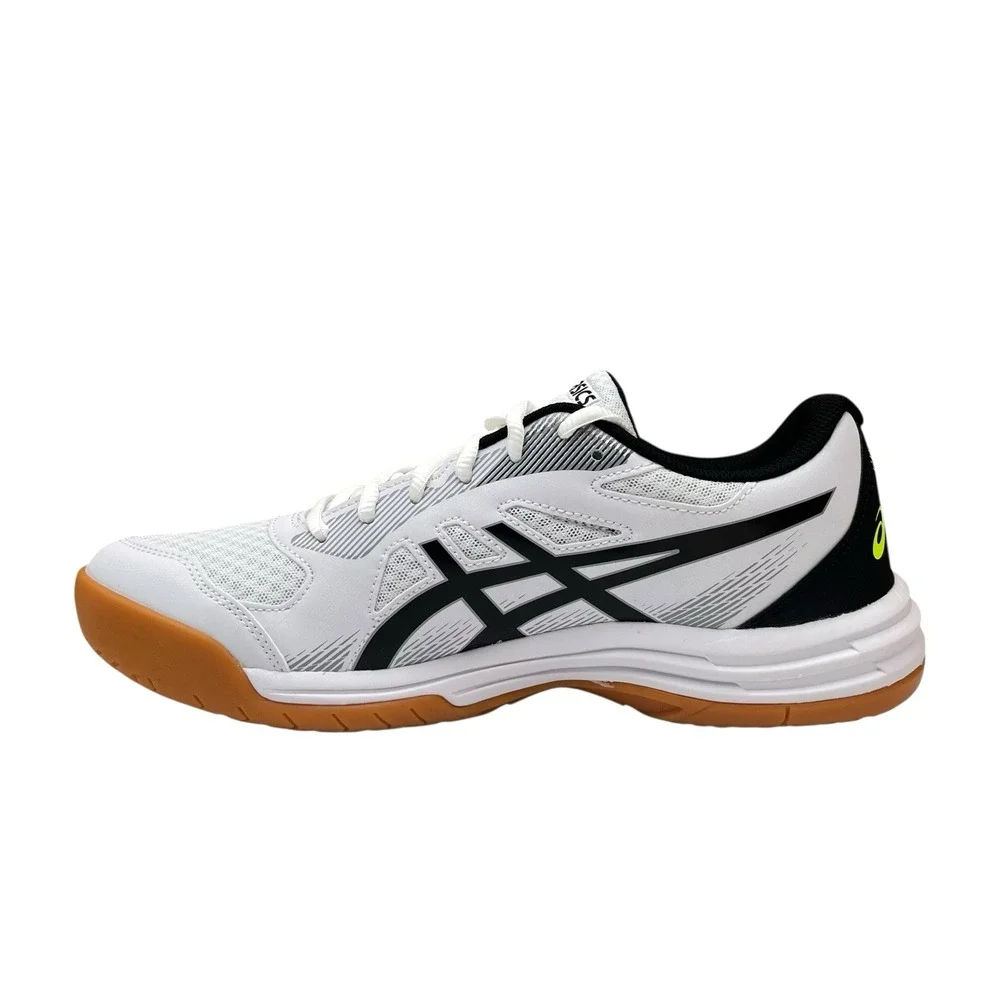 Asics Upcourt 5 Mens Volleyball Shoes Size 8 White Safety Yellow‎ Black Gum Sole